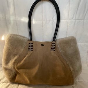 NWOT UGG Heritage Leather Shearling Tote Chestnut
